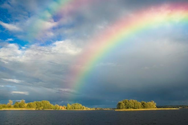 Rainbow over an island